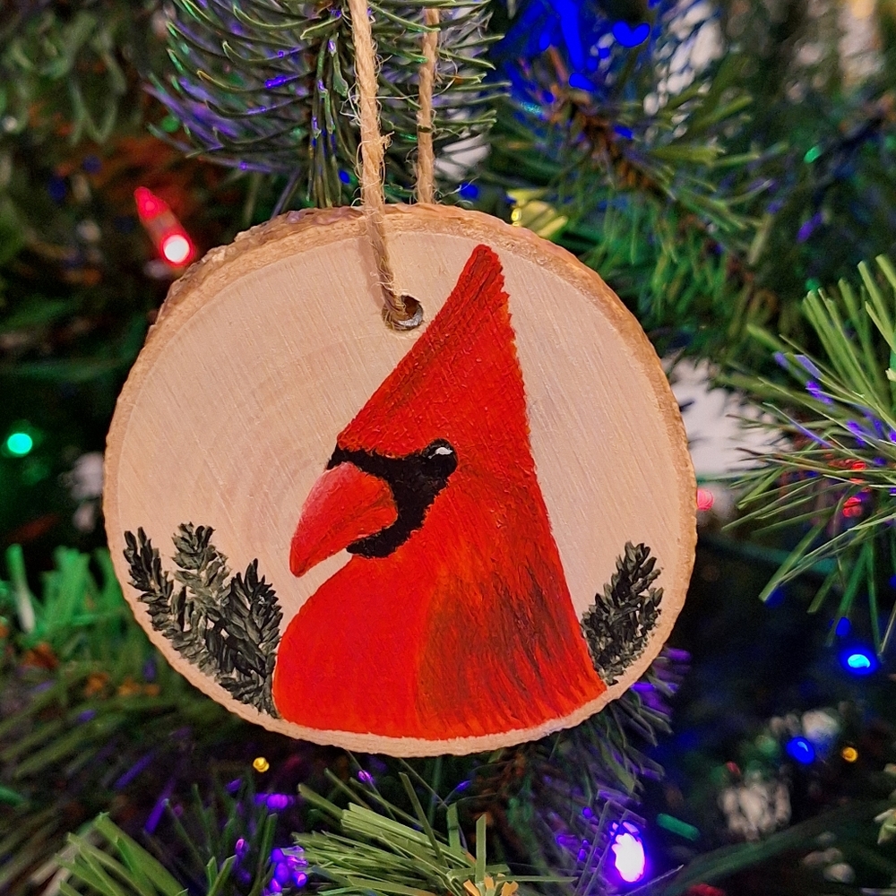 "Woodland Cardinal" Hand-painted Ornament (NWOT)
